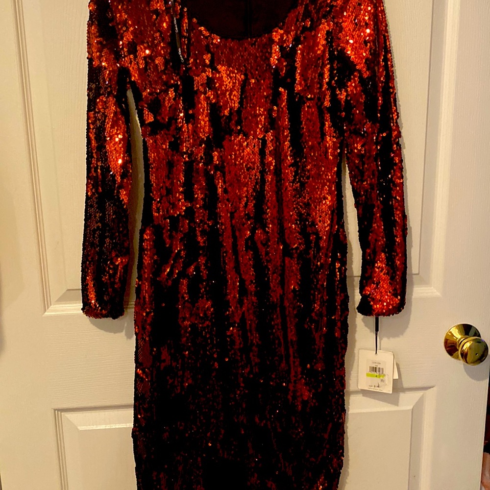 Calvin Klein Sequin Dress Maroon Size 4 or 8 - Picture 3 of 6